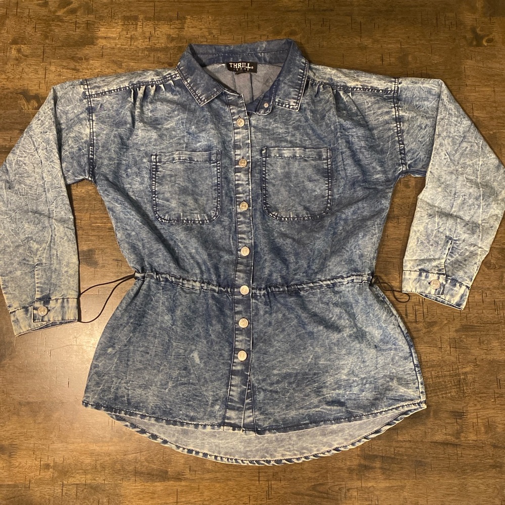 Drawstring Waist Denim Top | Thrill Jeans | Women’s Large